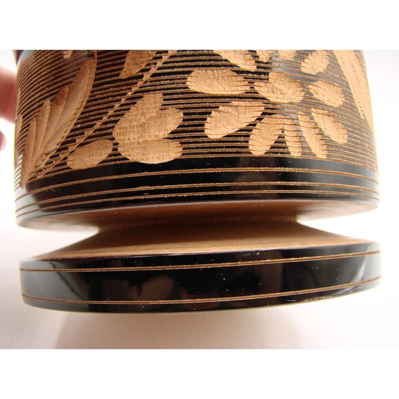 Hand Carved Handmade Wood Trinket Jewelry Box Jar w/ Lid Personalized Donna 5x4" - Picture 5 of 11